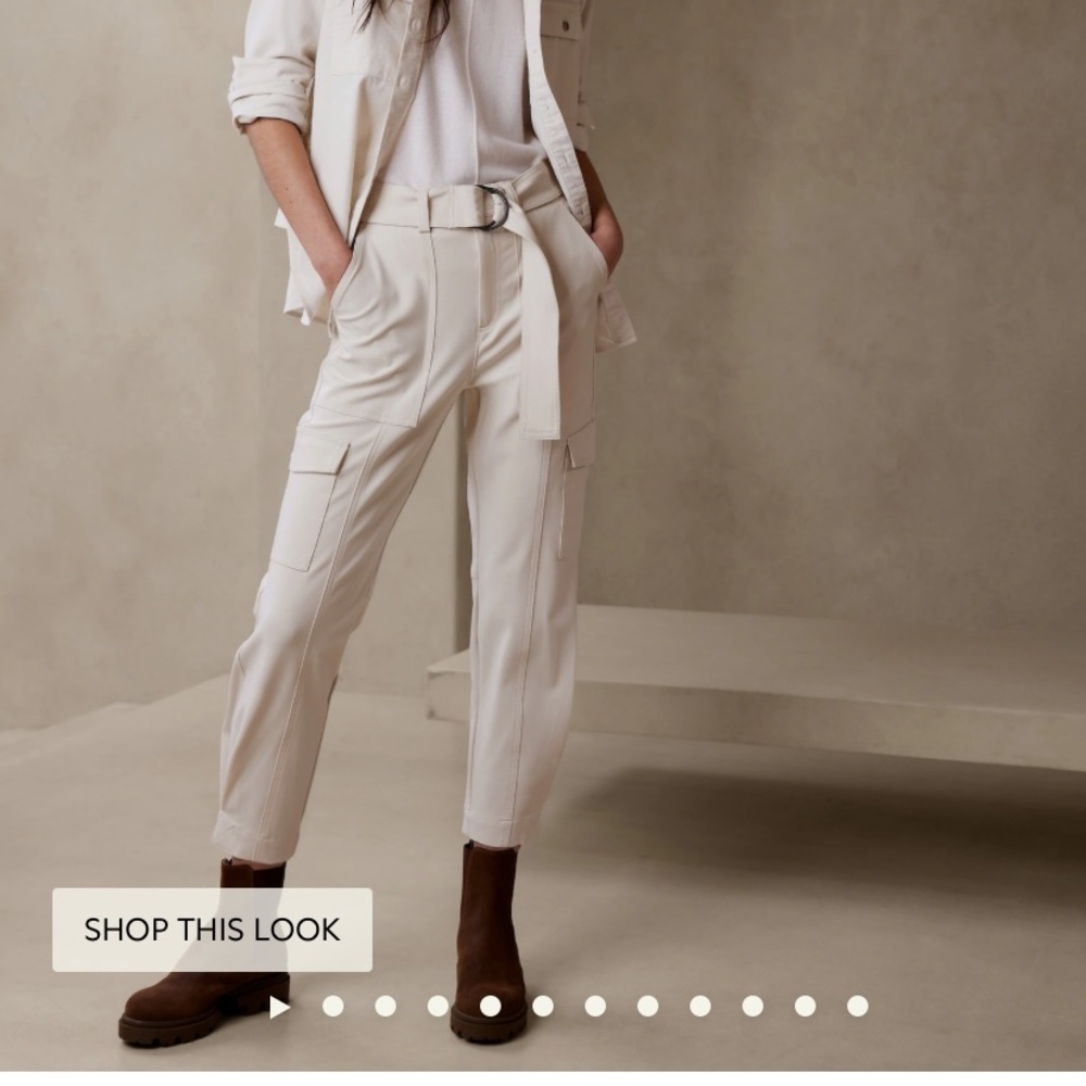 Banana Republic Slim Refined Stretch Cargo Pant in Transition Cream White
